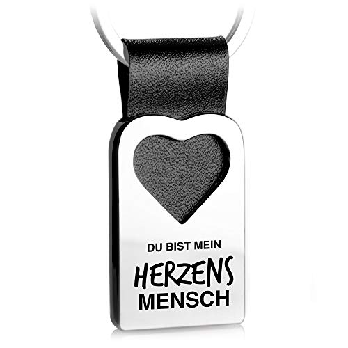 FABACH Herz Schlüsselanhänger mit Gravur aus Leder - Geschenk Anhänger für Partner, beste Freundin, bester Freund - Herzensmensch von FABACH