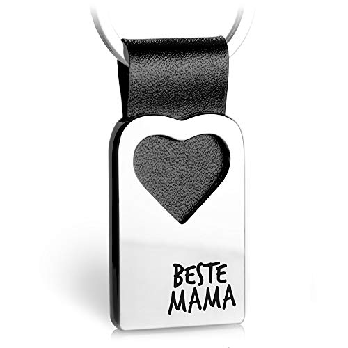 FABACH Herz Schlüsselanhänger mit Gravur aus Leder - Mama Geschenk Anhänger für Muttertag und Geburtstag - Beste Mama von FABACH