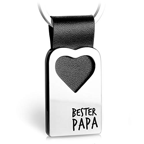 FABACH Herz Schlüsselanhänger mit Gravur aus Leder - Papa Geschenk Anhänger für Vatertag und Geburtstag - Bester Papa von FABACH