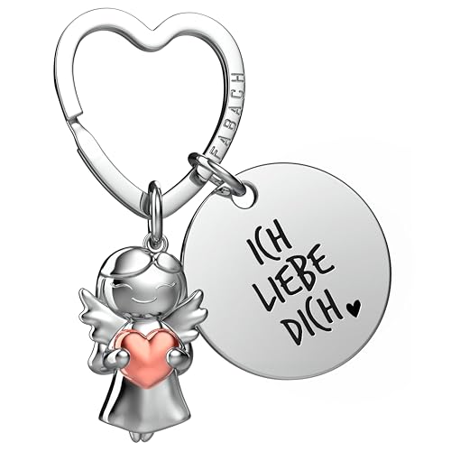 FABACH Liebe Schlüsselanhänger Schutzengel Glücksbringer mit Herz und Gravur - Ich liebe dich - Partner - Freundin Geschenk Liebe - Engel Liebesgeschenke von FABACH