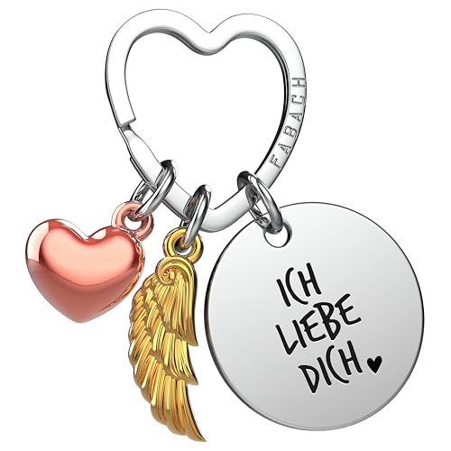 FABACH Schlüsselanhänger Schutzengel Glücksbringer mit Herz und Gravur - Ich liebe dich - Partner Geschenk - Freundin Geschenk Liebe - Engel Schlüsselanhänger Liebesgeschenke von FABACH