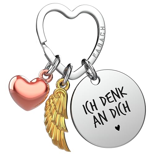 FABACH Schlüsselanhänger Schutzengel Glücksbringer mit Herz und Gravur - Ich liebe dich - Partner Geschenk - Freundin Geschenk Liebe - Engel Schlüsselanhänger Liebesgeschenke von FABACH