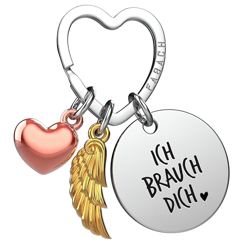 FABACH Schlüsselanhänger Schutzengel Glücksbringer mit Herz und Gravur - Ich liebe dich - Partner Geschenk - Freundin Geschenk Liebe - Engel Schlüsselanhänger Liebesgeschenke von FABACH