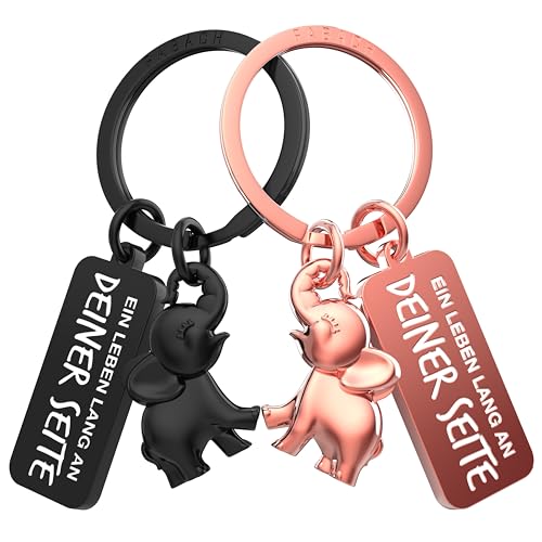 FABACH Elefanten Schlüsselanhänger für Paare - 2 Elefanten Mit Herz - Ich Liebe Dich Geschenk - Couple Paar Liebesgeschenke für Partner und Freundin von FABACH