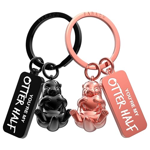 FABACH Otter Schlüsselanhänger für Paare - 2 Stück Mit Herz - Ich Liebe Dich Partner Geschenk - Freundin Liebesgeschenk Zum Jahrestag von FABACH