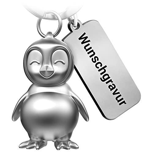 FABACH Pinguin Schlüsselanhänger Frosty mit Wunschgravur - Pinguin Glücksbringer Geschenke mit personalisierter Gravur - Partner Geschenk Liebe Schlüsselanhänger zu Geburtstag, Jahrestag von FABACH