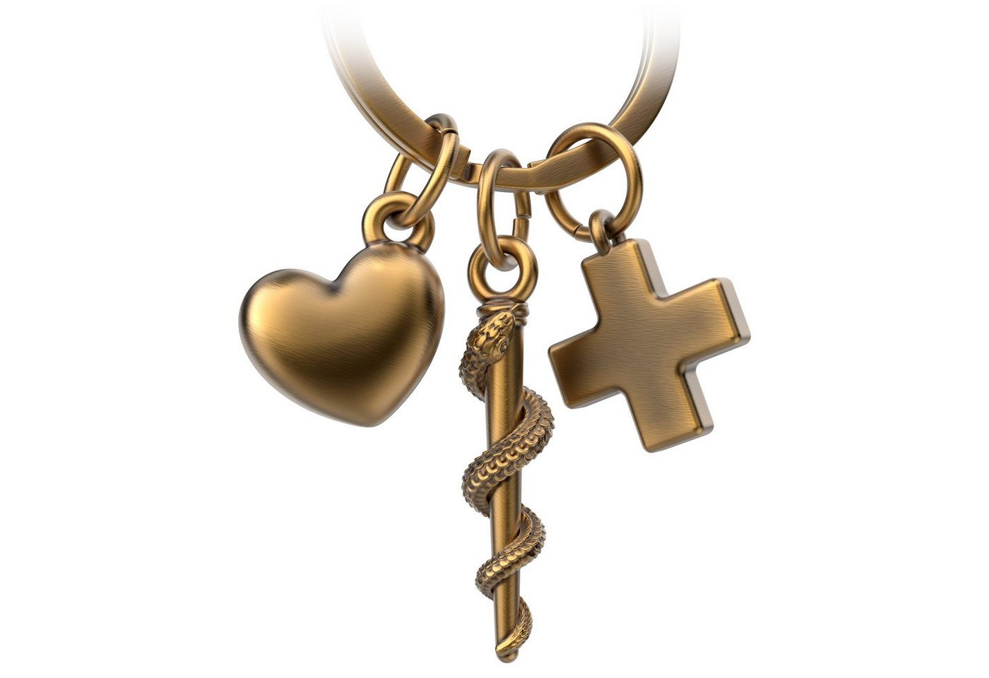 FABACH Schlüsselanhänger Äskulapstab Asklepios Schlüsselanhänger mit Kreuz und Herz von FABACH