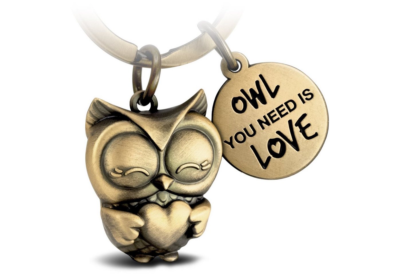 FABACH Schlüsselanhänger Eule Owly mit Herz - Gravur Owl You Need is Love - Liebe Glücksbringer von FABACH