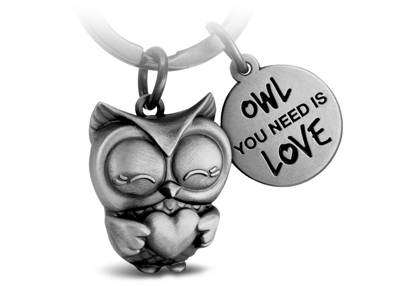 FABACH Schlüsselanhänger Eule Owly mit Herz - Gravur Owl You Need is Love - Liebe Glücksbringer von FABACH