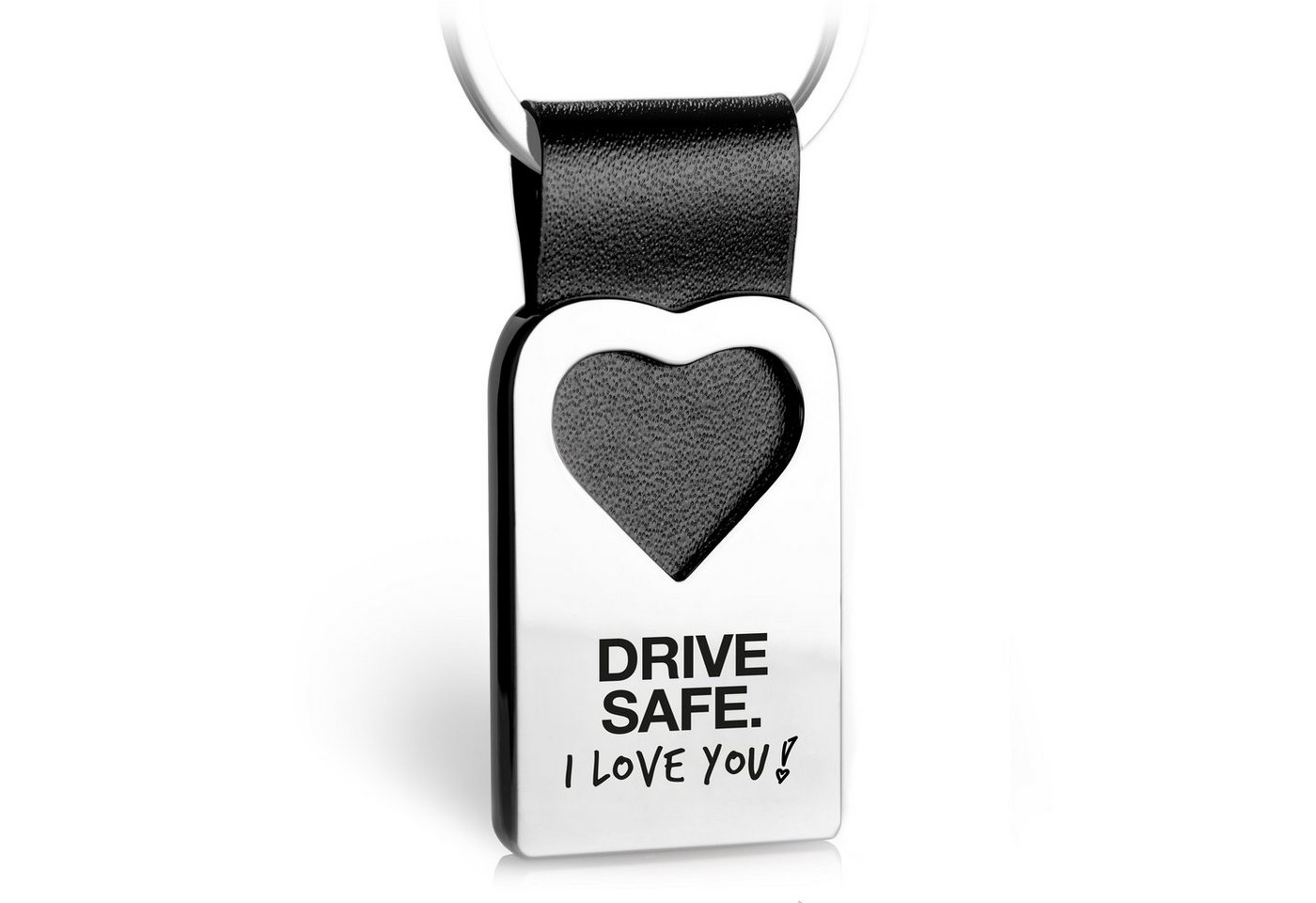 FABACH Schlüsselanhänger Herz Schlüsselanhänger mit Gravur aus Leder - Drive Safe I Love You von FABACH