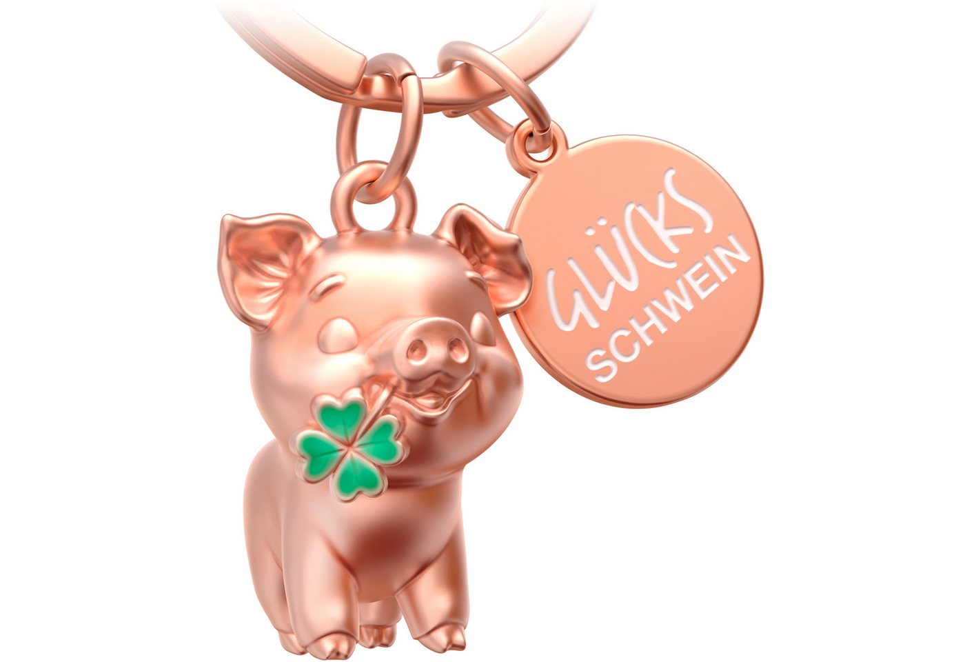 FABACH Schlüsselanhänger Glücksschwein mit Kleeblatt - Viel Glück Schweinchen von FABACH