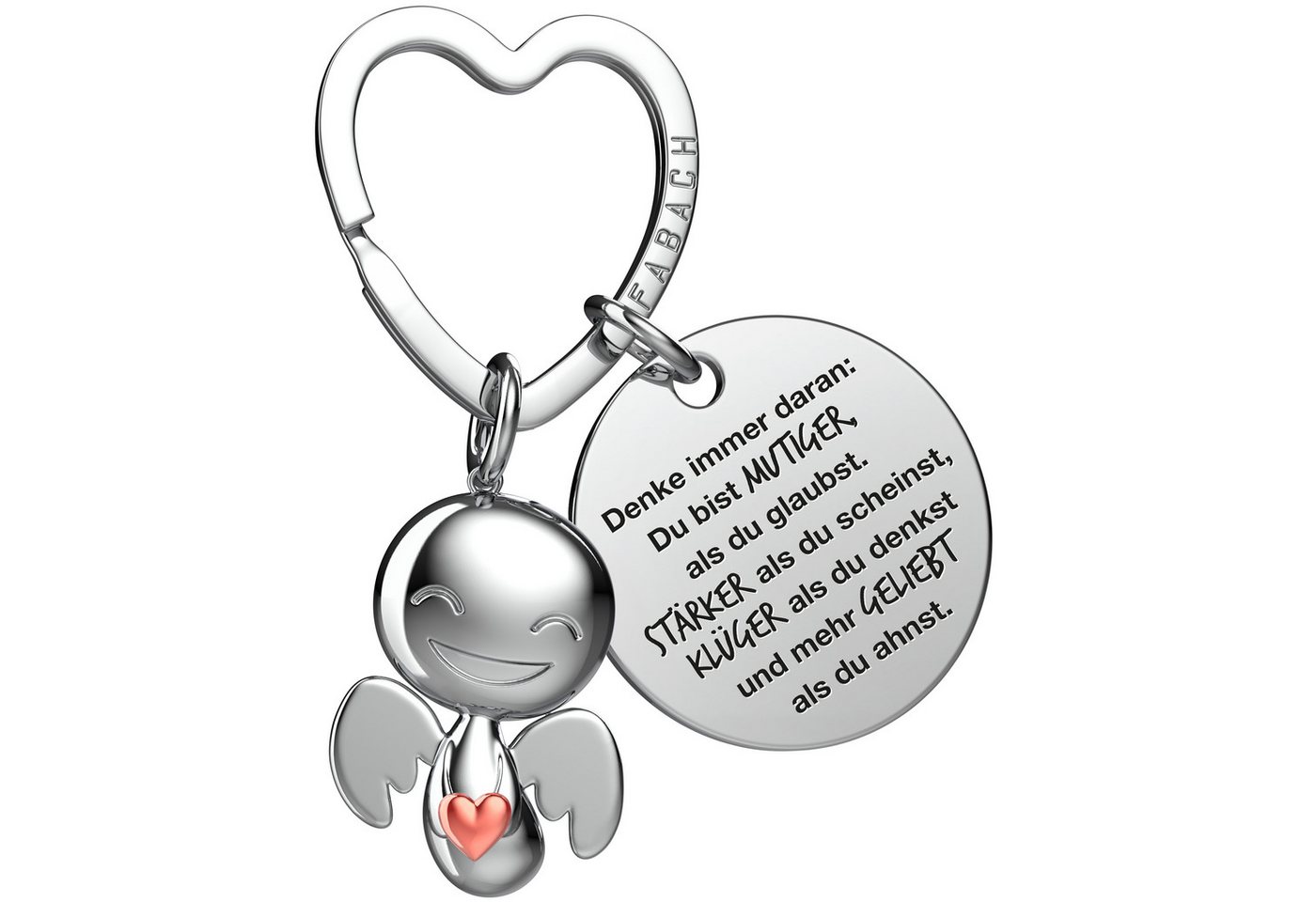 FABACH Schlüsselanhänger Schutzengel Happy mit Herz & "Beste Freundin" Gravur von FABACH
