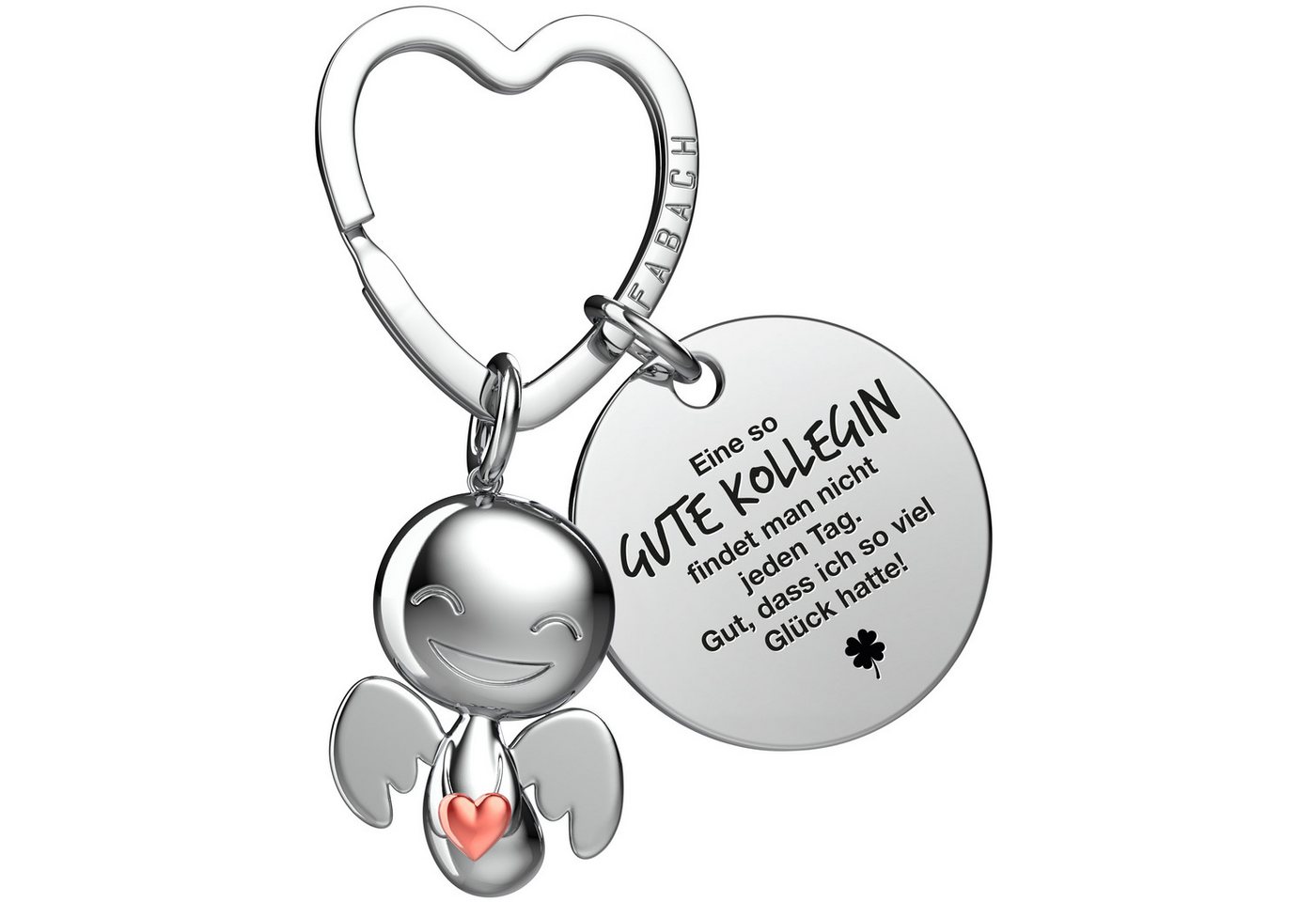 FABACH Schlüsselanhänger Schutzengel Happy mit Herz & "Beste Kollegin" Gravur von FABACH