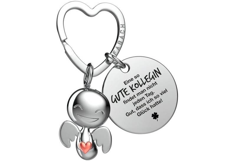 FABACH Schlüsselanhänger Schutzengel Happy mit Herz & "Beste Kollegin" Gravur von FABACH