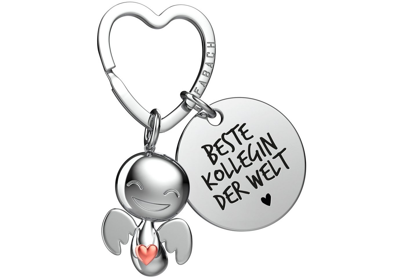FABACH Schlüsselanhänger Schutzengel Happy mit Herz & "Beste Kollegin" Gravur von FABACH