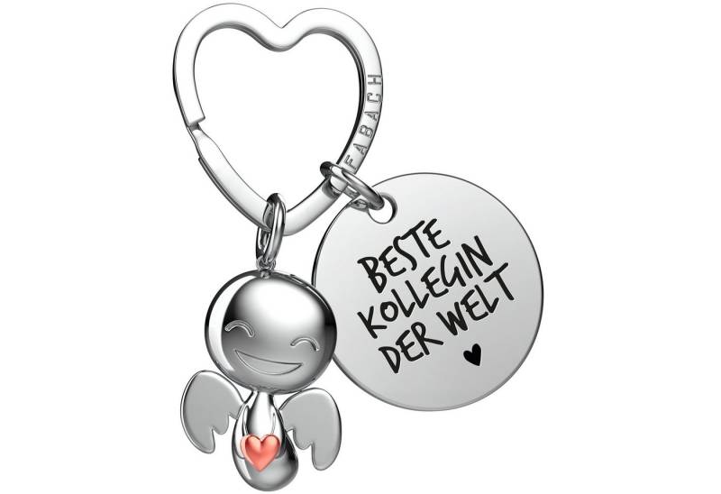 FABACH Schlüsselanhänger Schutzengel Happy mit Herz & "Beste Kollegin" Gravur von FABACH