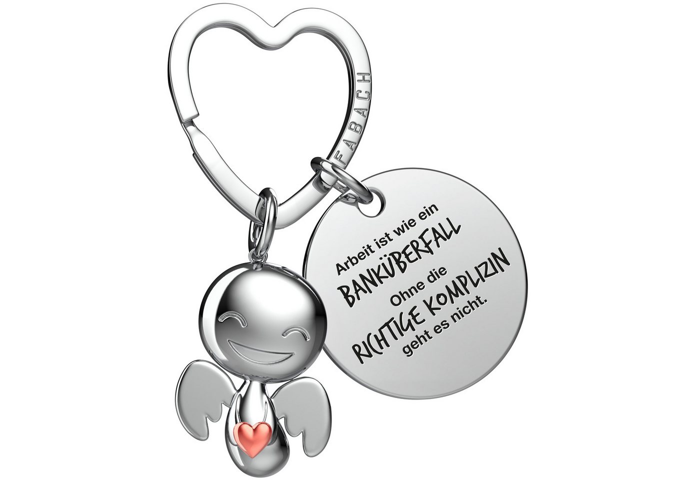 FABACH Schlüsselanhänger Schutzengel Happy mit Herz & "Beste Kollegin" Gravur von FABACH