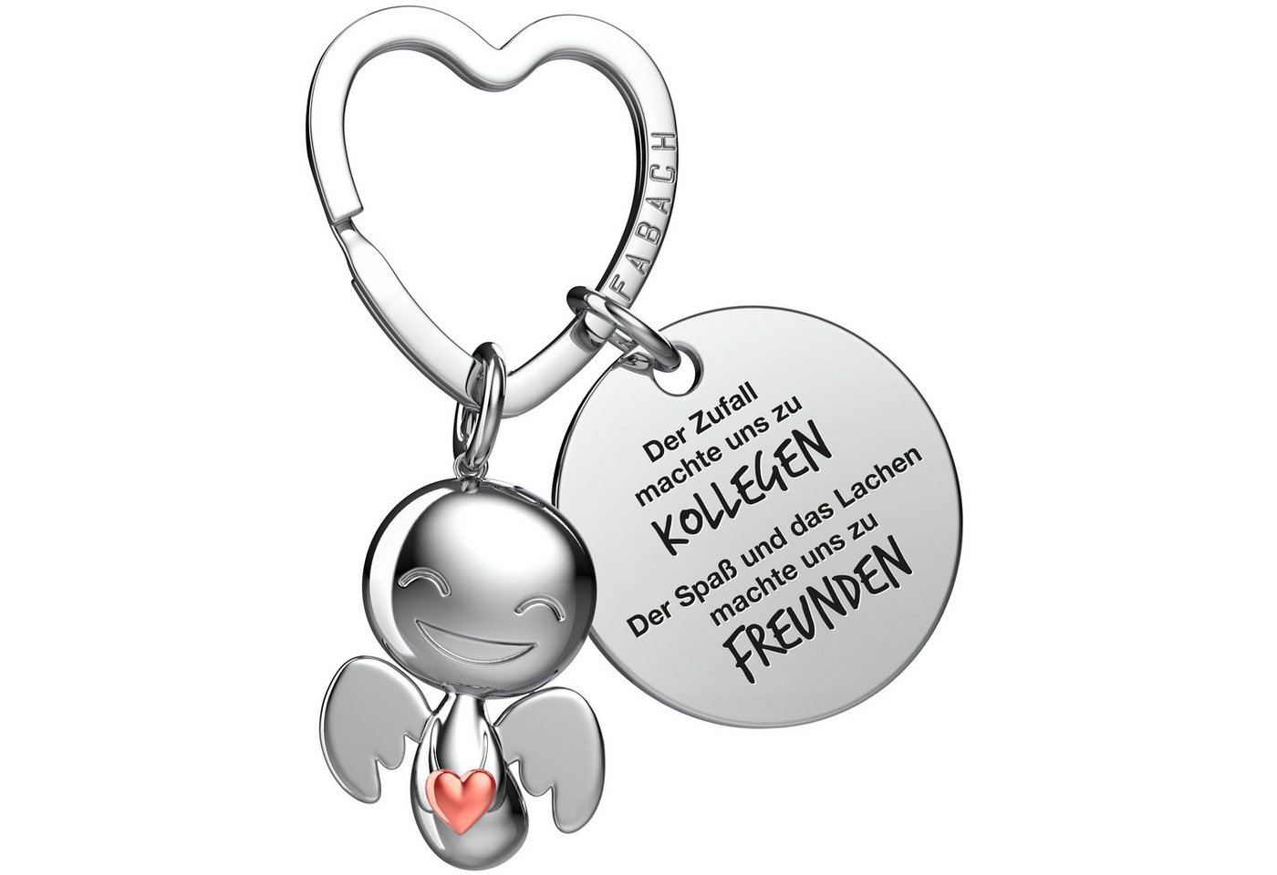 FABACH Schlüsselanhänger Schutzengel Happy mit Herz & "Beste Kollegin" Gravur von FABACH