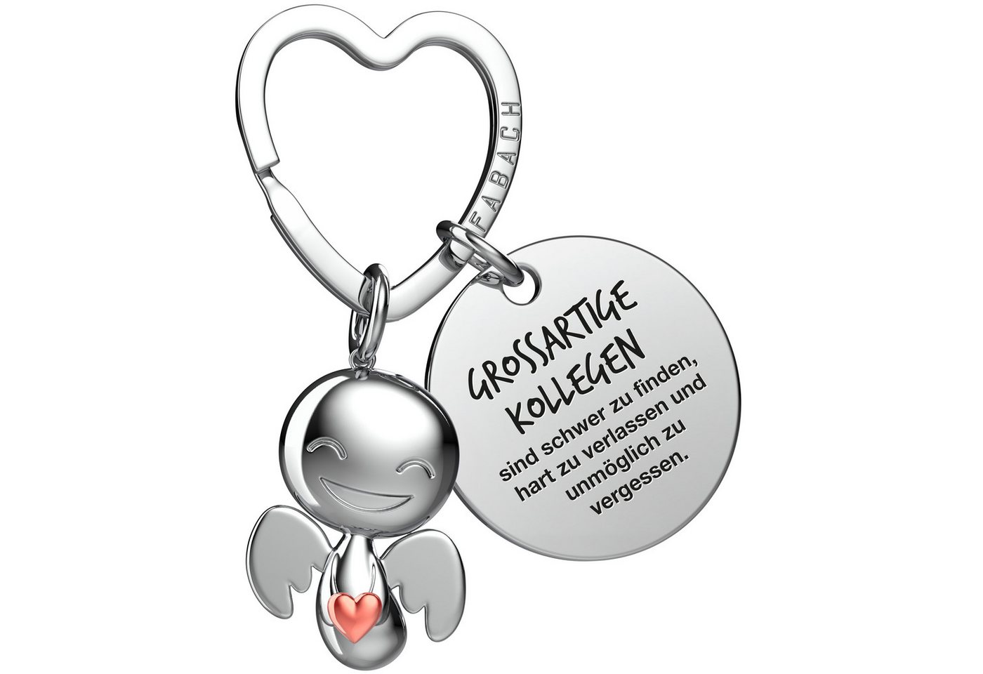 FABACH Schlüsselanhänger Schutzengel Happy mit Herz & "Beste Kollegin" Gravur von FABACH