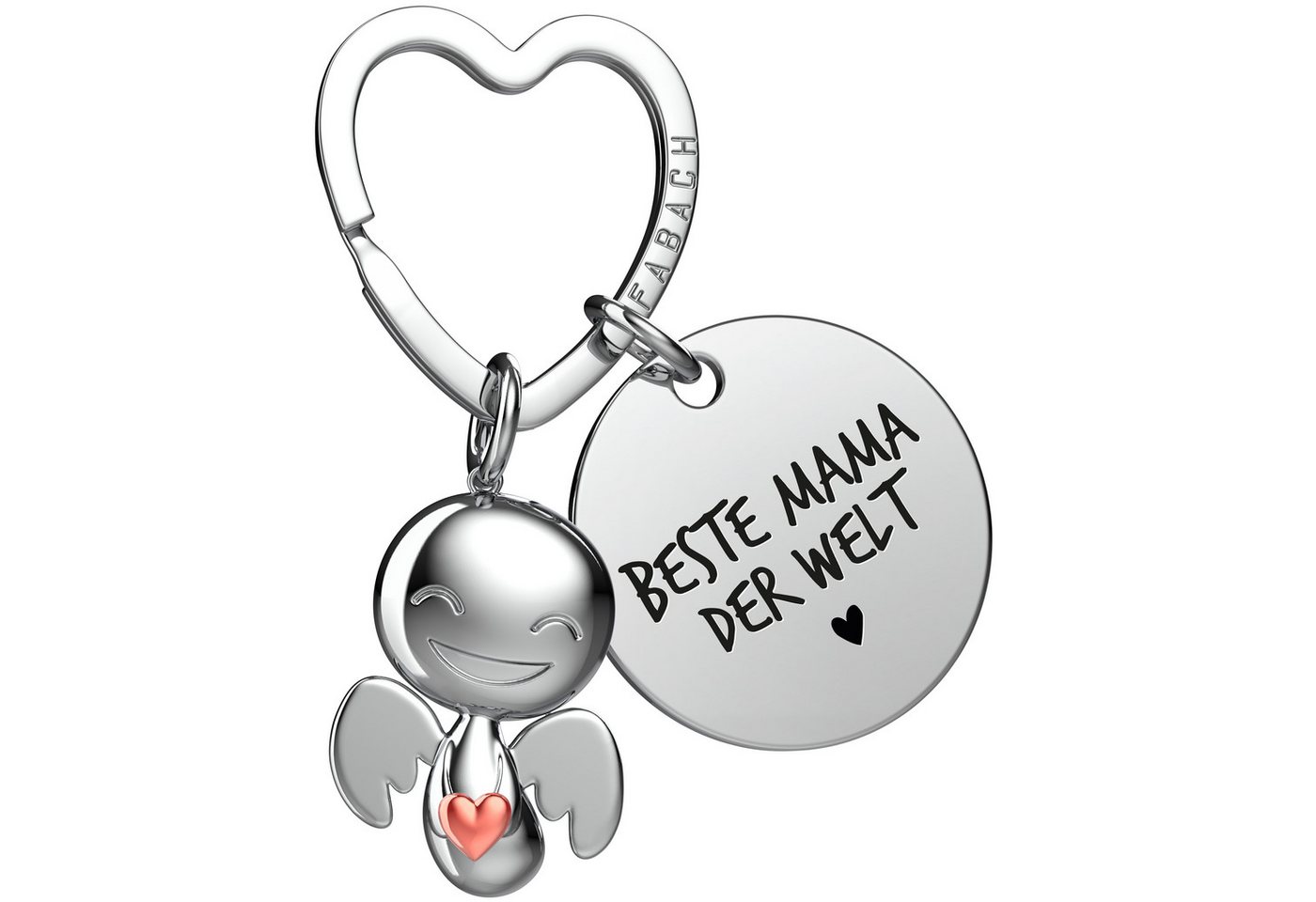 FABACH Schlüsselanhänger Schutzengel Happy mit Herz & "Beste Mama" Gravur von FABACH