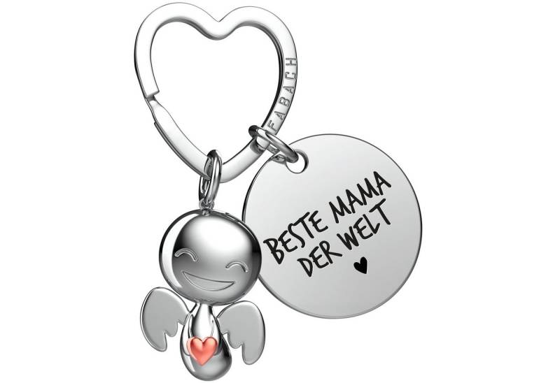 FABACH Schlüsselanhänger Schutzengel Happy mit Herz & "Beste Mama" Gravur von FABACH