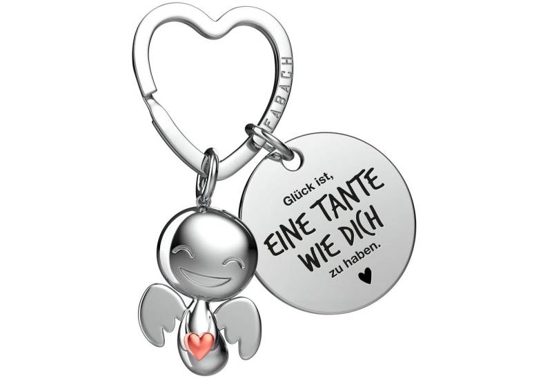 FABACH Schlüsselanhänger Schutzengel Happy mit Herz & "Beste Tante" Gravur von FABACH