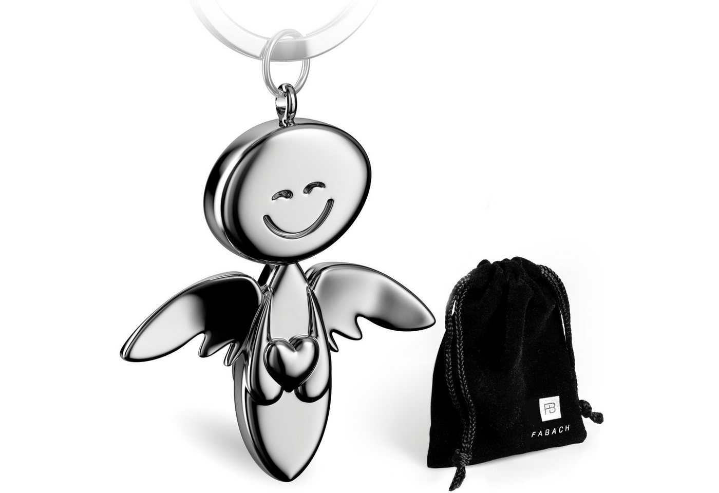 FABACH Schlüsselanhänger Schutzengel Smile mit Herz - Engel aus Metall - Geschenk Glücksbringer von FABACH