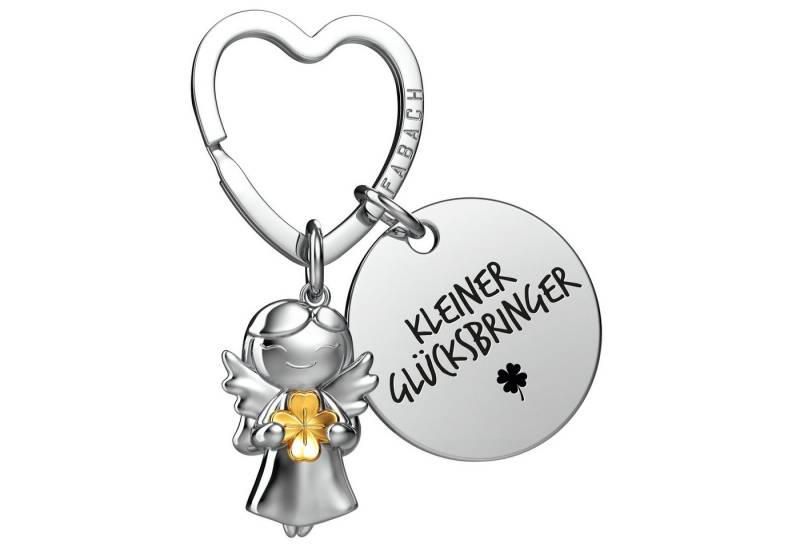 FABACH Schlüsselanhänger Schutzengel Star mit Kleeblatt & "Viel Glück" Gravur von FABACH