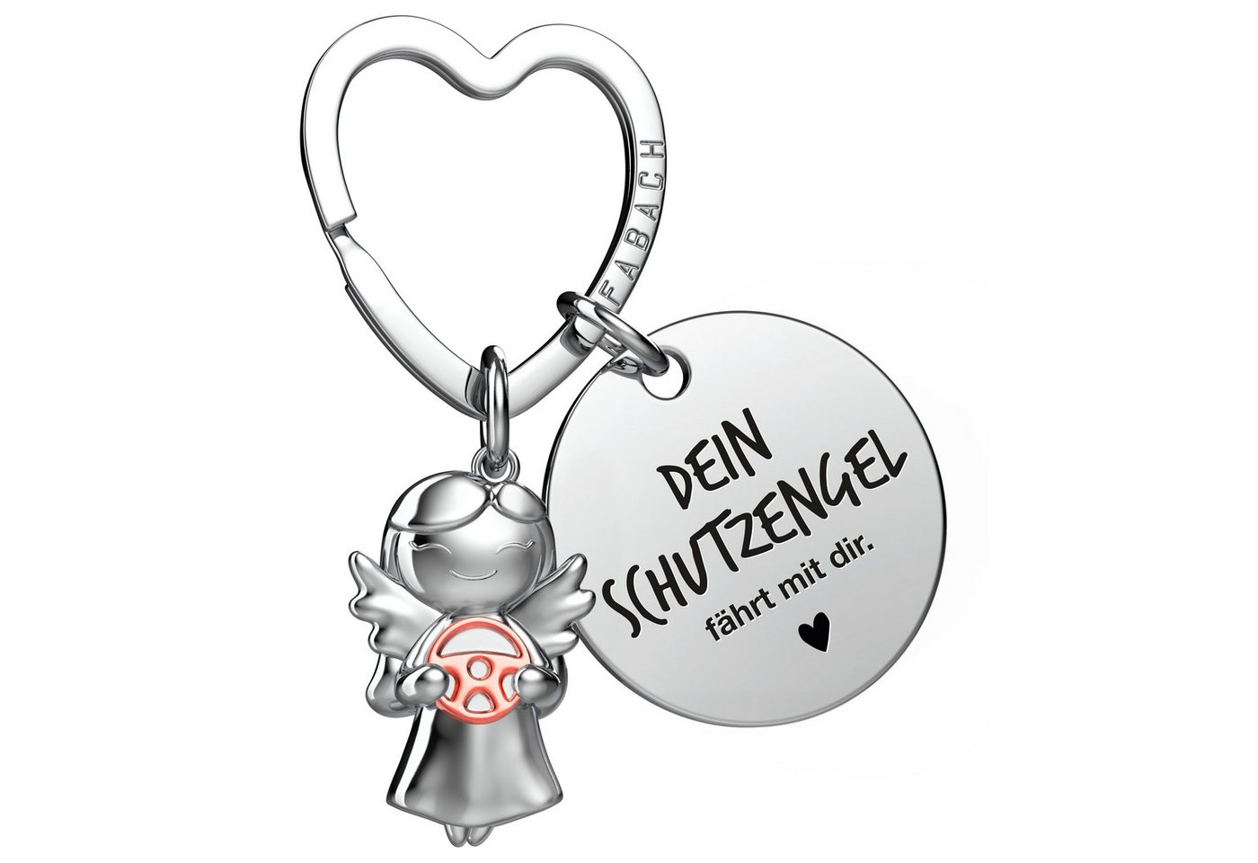 FABACH Schlüsselanhänger Schutzengel Star mit Lenkrad & "Fahr vorsichtig" Gravur von FABACH