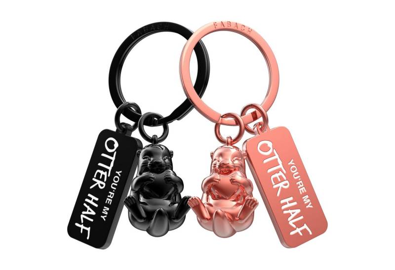 FABACH Schlüsselanhänger Set Partneranhänger Otty mit Herz - Otter Schlüsselanhänger mit Gravur von FABACH