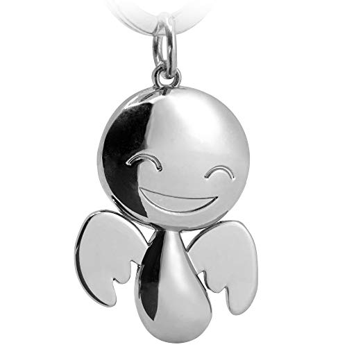 FABACH Schutzengel Schlüsselanhänger Happy - Niedlicher Engel Anhänger,Unisex, aus Metall in glänzendem Silber - Geschenk Glücksbringer Auto Führerschein - Fahr vorsichtig von FABACH