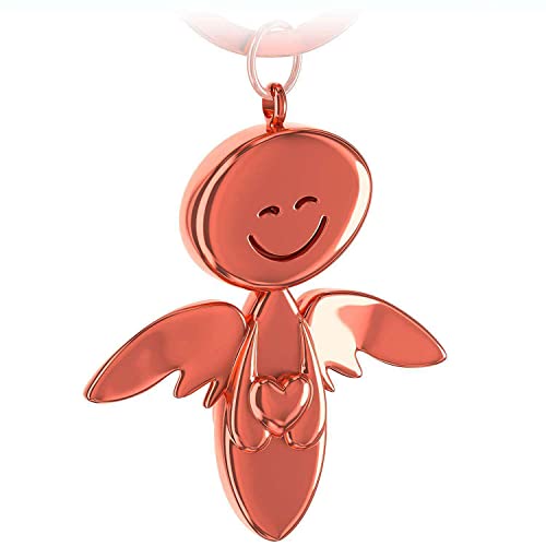 FABACH Schutzengel Schlüsselanhänger Smile mit Herz - Edler Engel Anhänger aus Metall in glänzendem Rosegold - Geschenk Glücksbringer Auto Führerschein - Fahr vorsichtig von FABACH