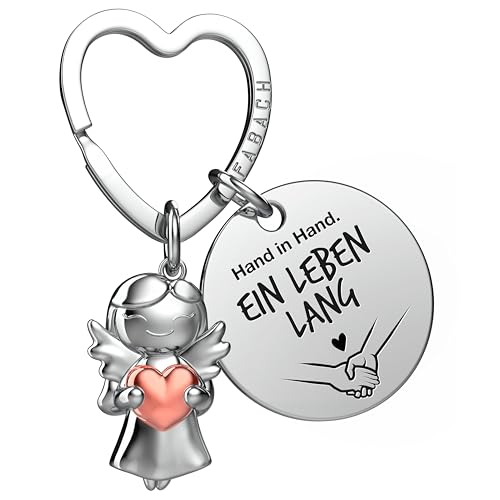 FABACH Schutzengel Schlüsselanhänger mit Herz und Gravur - Engel Glücksbringer mit Botschaft - Ich liebe dich Geschenk für Partner oder Freundin von FABACH