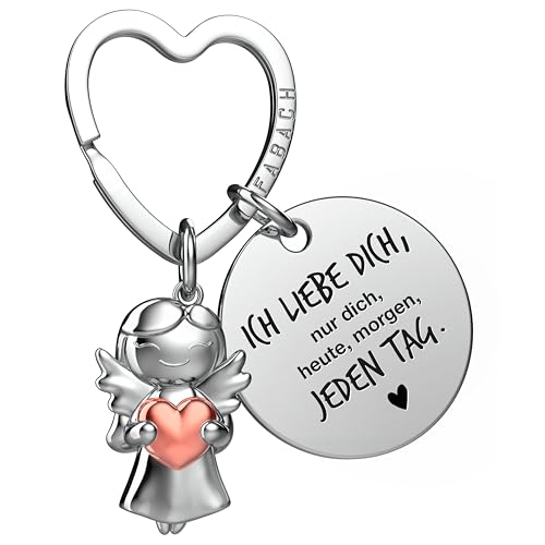 FABACH Schutzengel Schlüsselanhänger mit Herz und Gravur - Engel Glücksbringer mit Botschaft - Ich liebe dich Geschenk für Partner oder Freundin von FABACH