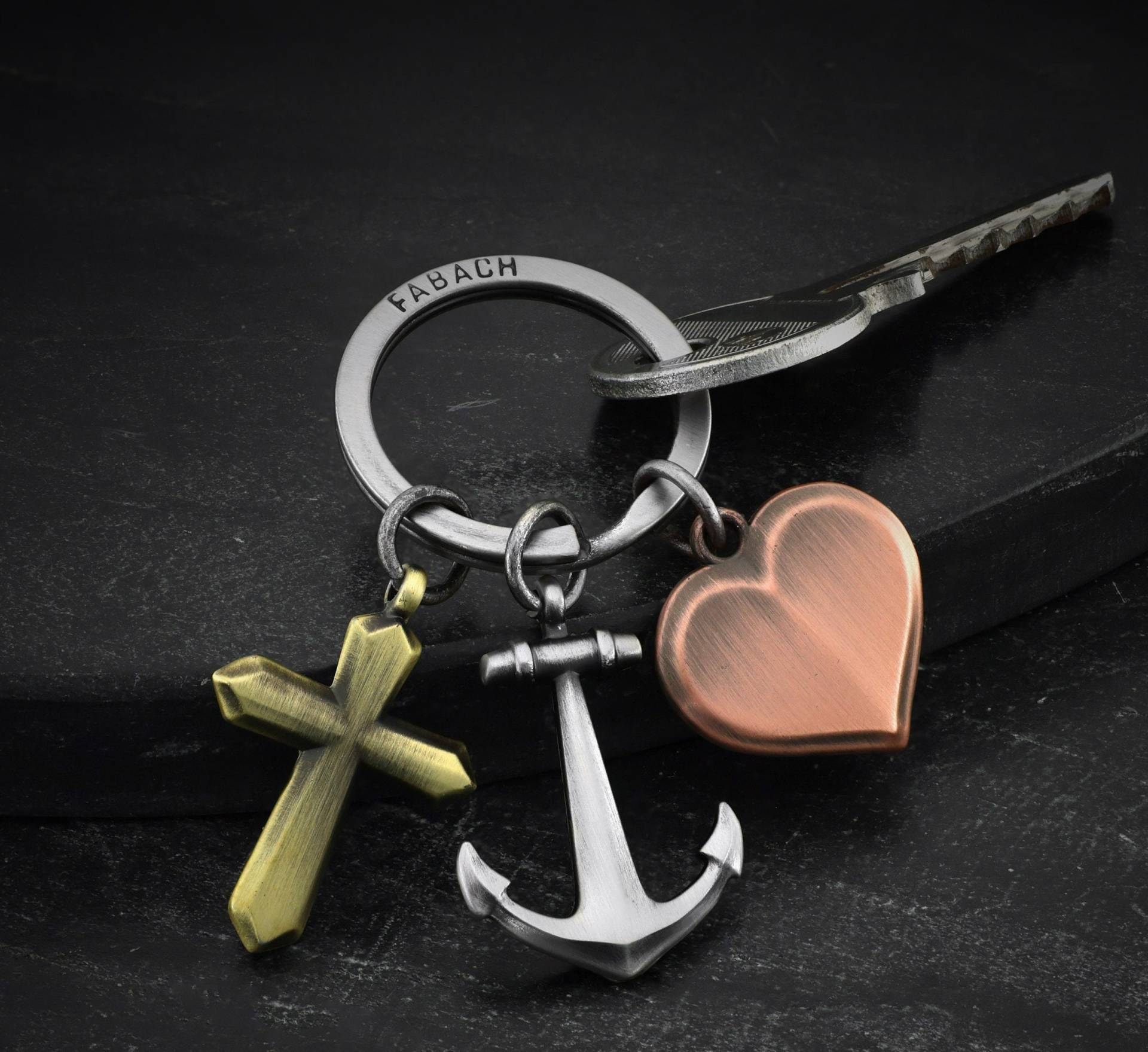 Glücksbringer Schlüsselanhänger "Glaube Liebe Hoffnung, Kreuz Herz Anker Anhänger, Gute Reise Geschenk, Fahr Vorsichtig, Viel Glück Geschenk von FABACH