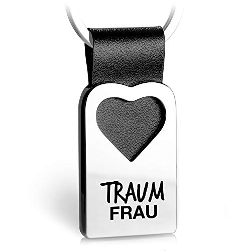 FABACH Herz Schlüsselanhänger mit Gravur aus Leder - Partner Geschenk Anhänger für Ihren Lieblingsmensch - Traumfrau von FABACH