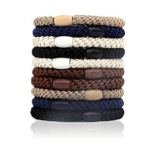 Kknekkl Hair Ties 10 Stück modische, schlichte geflochtene Haarbänder für Damen, weiche, elastische, nicht beschädigende Pferdeschwanzhalter (Dunkle) von FABENIC