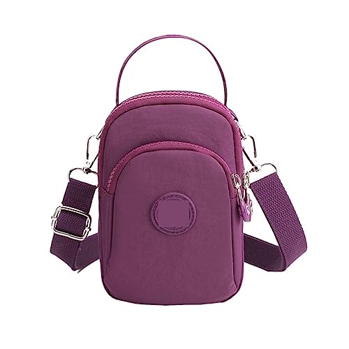 Einfarbige Umhängetasche for Damen, kleine Tasche, Reisetasche, Handytasche, Gürteltasche, Damen, täglich, Nylon, Umhängetasche, Straßengürteltasche (Color : Purple) von FABROX