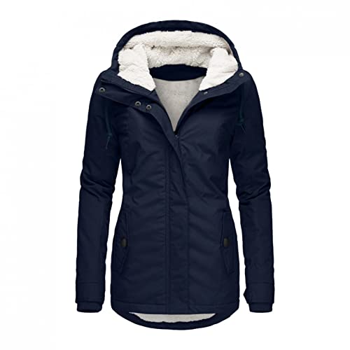 Damen Winterjacke Warm Regendicht Gefüttert Winddicht Jacke mit Kapuze Wintermantel Normal Winterparka Freizeit Parka Reißverschluss Kapuzenpullover Taschen Parka Dicker Warm Mantel Winddichte Jacke von FACAIAFALO