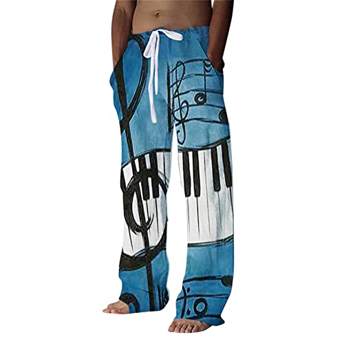 FACAIAFALO Hosen Herren Leinen Baumwolle Lange Sport Straight Regular Fit Strandhose aus Baumwollmischung Leicht Sommerhose Jogginghose Loose Freizeithose mit Kordelzug Seitentaschen, Zcc-beige, XL von FACAIAFALO