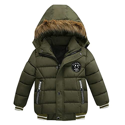 FACAIAFALO Jungen Winterjacke Kinder Wintermantel mit Kapuze Verdickte Kinderjacke Winddichte Steppjacke Warm Outdoorjacke Gefütterte Winter Jacke (Grün, 3 Jahre) von FACAIAFALO