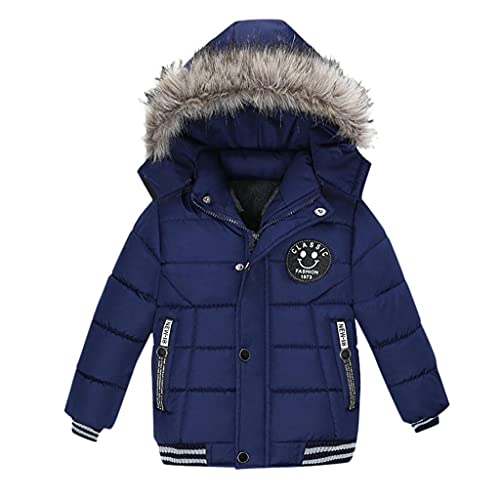 FACAIAFALO Jungen Winterjacke Kinder Wintermantel mit Kapuze Verdickte Kinderjacke Winddichte Steppjacke Warm Outdoorjacke Gefütterte Winter Jacke (Marine, 4 Jahre) von FACAIAFALO