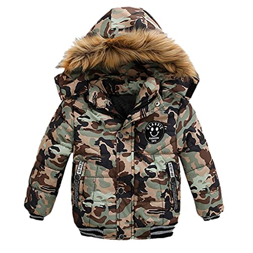 FACAIAFALO Jungen Winterjacke Kinder Wintermantel mit Kapuze Verdickte Kinderjacke Winddichte Steppjacke Warm Outdoorjacke Gefütterte Winter Jacke (Tarnung, 5 Jahre) von FACAIAFALO