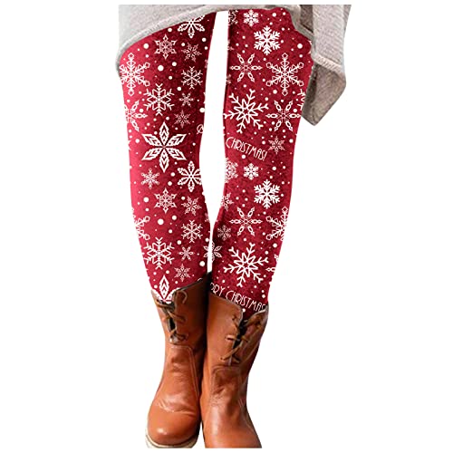 FACAIAFALO Weihnachten Damen Leggings Winter Skinny Slim Stretch Tights Weihnachtsmann Print Bleistift Hose Sporthose Reitleggings Reithose Yoga-Hose für Frauen Knöchelhose Stiefelhose von FACAIAFALO