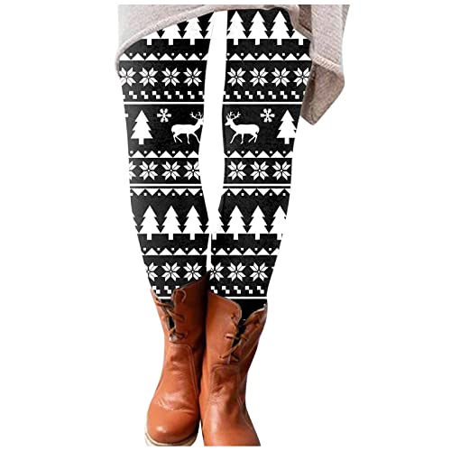 FACAIAFALO Weihnachten Damen Leggings Winter Skinny Slim Stretch Tights Weihnachtsmann Print Bleistift Hose Sporthose Reitleggings Reithose Yoga-Hose für Frauen Knöchelhose Stiefelhose von FACAIAFALO