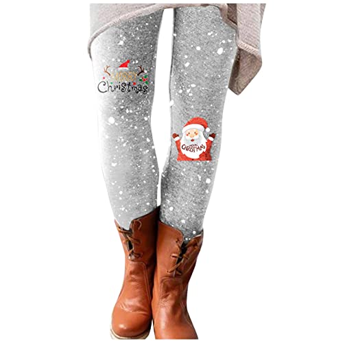 FACAIAFALO Weihnachten Damen Leggings Winter Skinny Slim Stretch Tights Weihnachtsmann Print Bleistift Hose Sporthose Reitleggings Reithose Yoga-Hose für Frauen Knöchelhose Stiefelhose von FACAIAFALO