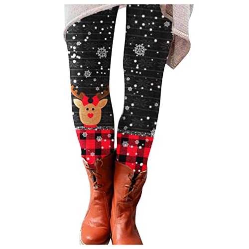 FACAIAFALO Weihnachten Damen Leggings Winter Skinny Slim Stretch Tights Weihnachtsmann Print Bleistift Hose Sporthose Reitleggings Reithose Yoga-Hose für Frauen Knöchelhose Stiefelhose von FACAIAFALO