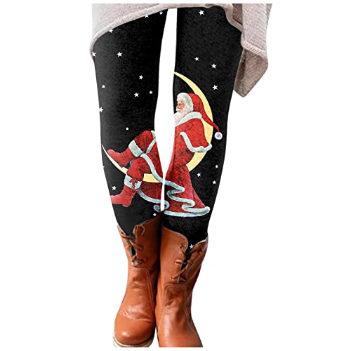 FACAIAFALO Weihnachten Damen Leggings Winter Skinny Slim Stretch Tights Weihnachtsmann Print Bleistift Hose Sporthose Reitleggings Reithose Yoga-Hose für Frauen Knöchelhose Stiefelhose von FACAIAFALO