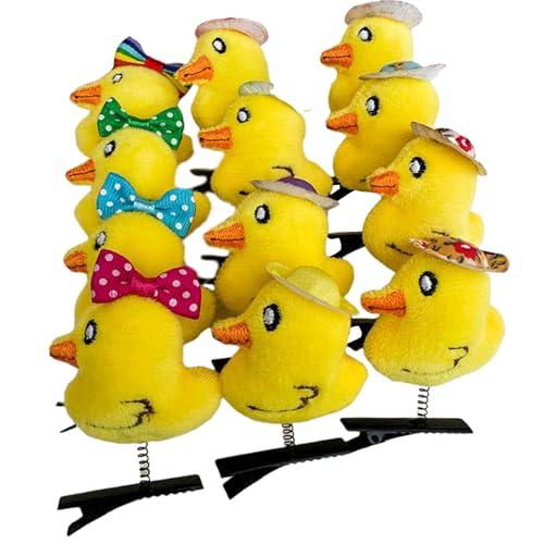 FACAILUO 12 gelbe Enten-Haarnadeln, weiche Haarspangen für Kinder und Frauen, Cartoon-Kopfbedeckung, weiches und modisches Haar-Accessoire von FACAILUO