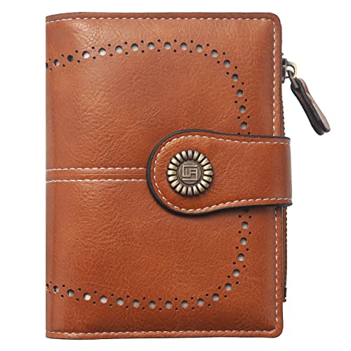 FACATH Damen Geldbörse Große Kapazität RFID-Blockierung Geldbörse Echtleder Damen Billfold Mehrere Kartenschlitze und geräumige Fach Wristlet Geldbörsen mit Reißverschluss Tasche Geldbörse (Braun) von FACATH